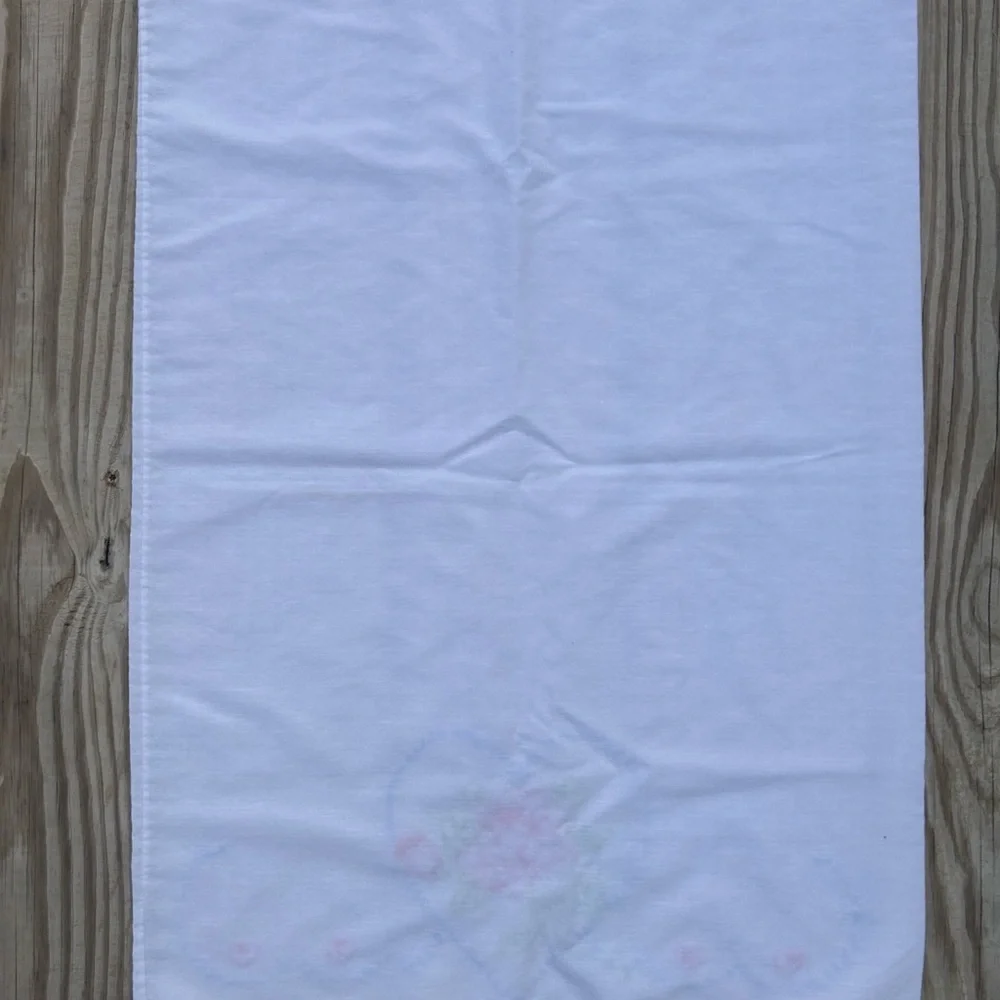 Vtg Handmade Embroidered Pillowcase Flour Sack 19x28 Cottagecore‎ Grandma Hearts